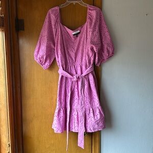 ELOQUII Pink Eyelet 100% Cotton Dress. Size 18